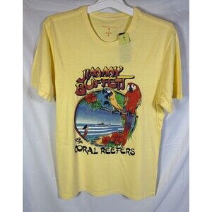 Margaritaville Jimmy Buffet & The Coral Reefers Mens T-Shirt Lmn Meringue Size M